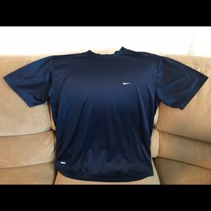 navy blue nike dri fit shirt